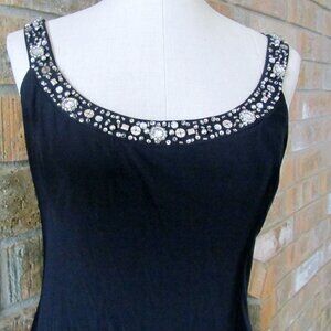 NAVY BLUE FORMAL MAXI, 12, ALEX EVENINGS, BLING STRAPS, FLARED GALA BALL GOWN